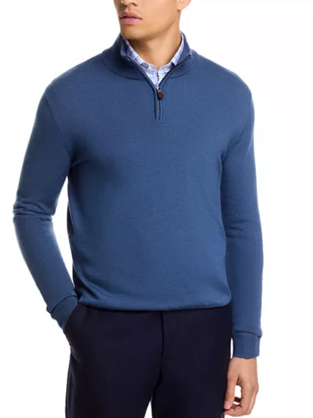 NWT Bloomingdale's 100% Cashmere Men's Blue Half-Zip Sweater Size XL